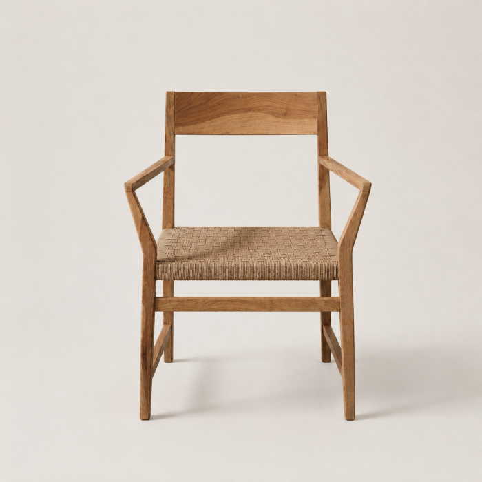 SILLA DE COMEDOR CON APOYABRAZOS ASIENTO EN SOGA NÁUTICA